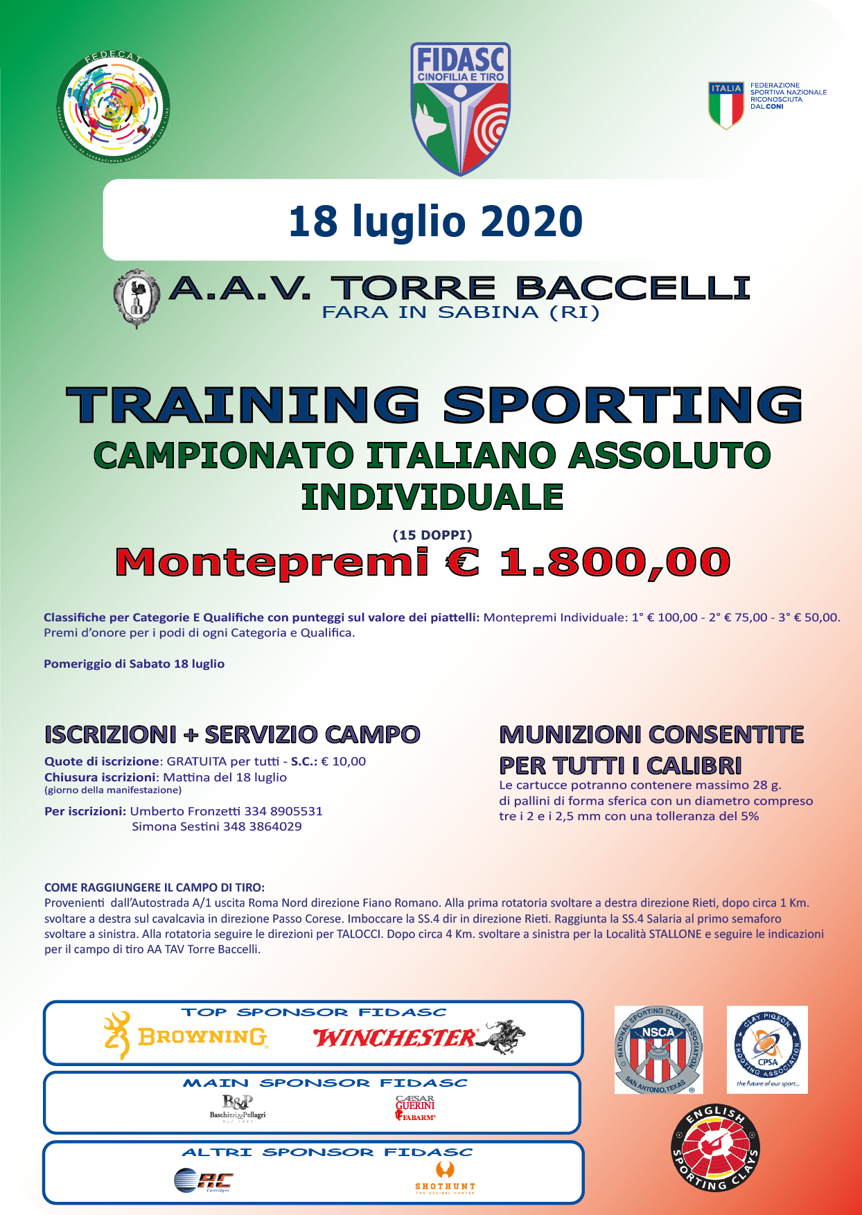 Locandina Campionato Italiano Assoluto Training 2020