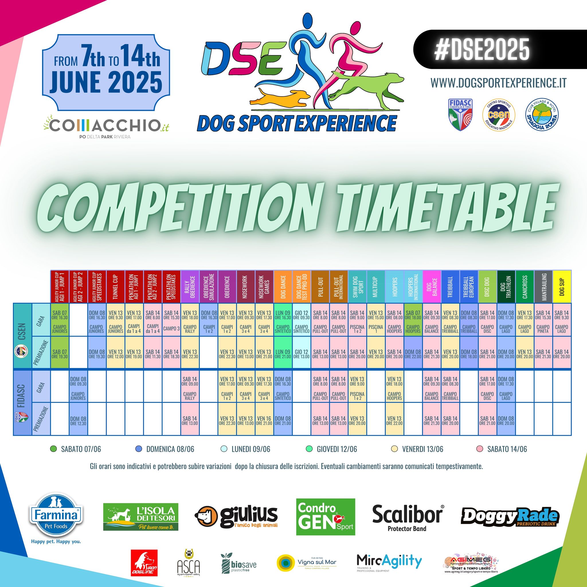 competititon timetable
