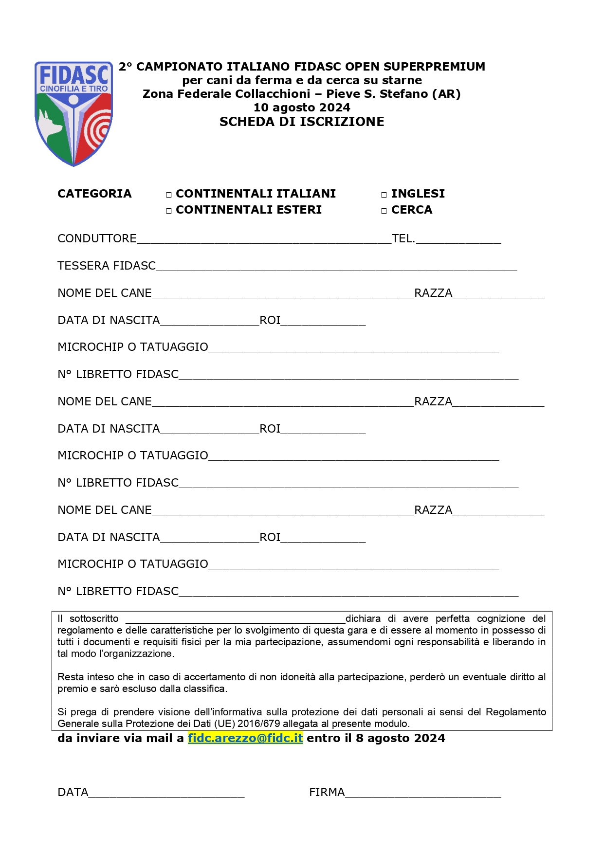 scheda iscrizione SUPERPREMIUM 2024