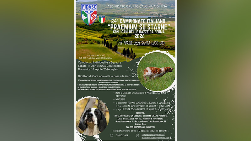 A Santa Luce (Pi) il 24° Campionato italiano Praemium su starne